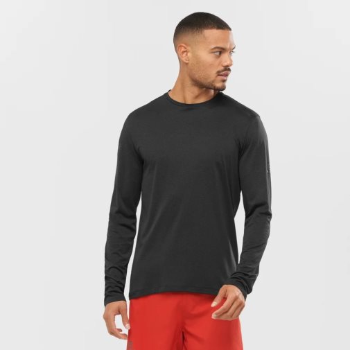 Black Salomon Agile Long Sleeve Men's T-Shirts | IE TV6327